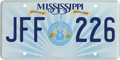 MS license plate JFF226