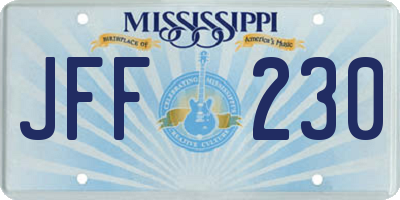 MS license plate JFF230