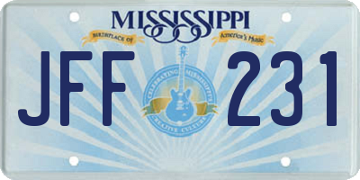 MS license plate JFF231