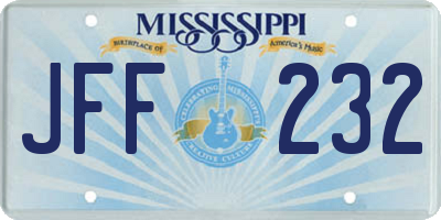 MS license plate JFF232