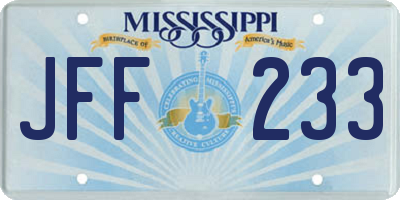 MS license plate JFF233
