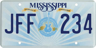 MS license plate JFF234