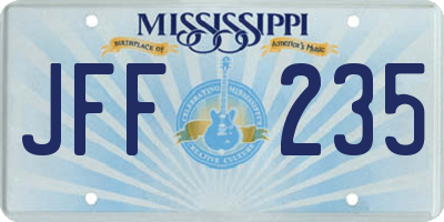 MS license plate JFF235