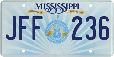 MS license plate JFF236