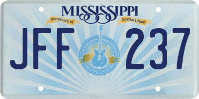 MS license plate JFF237