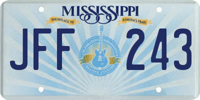 MS license plate JFF243