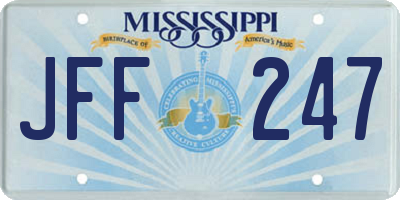 MS license plate JFF247