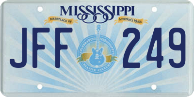 MS license plate JFF249