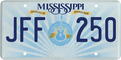 MS license plate JFF250