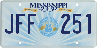 MS license plate JFF251