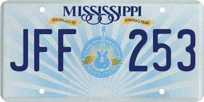 MS license plate JFF253