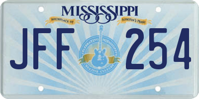 MS license plate JFF254