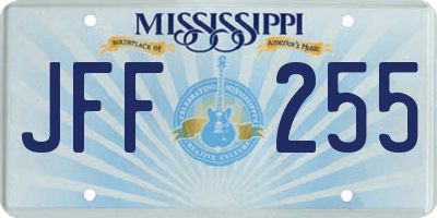 MS license plate JFF255