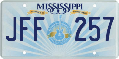 MS license plate JFF257