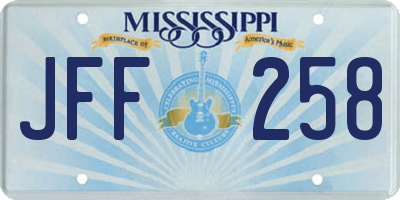 MS license plate JFF258