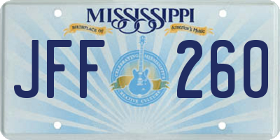 MS license plate JFF260