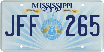 MS license plate JFF265
