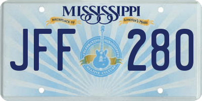 MS license plate JFF280
