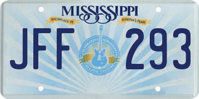MS license plate JFF293
