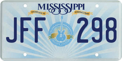 MS license plate JFF298