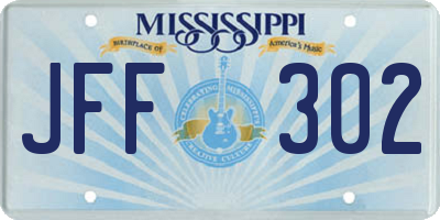 MS license plate JFF302