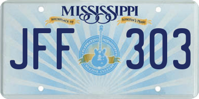 MS license plate JFF303
