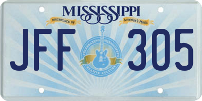 MS license plate JFF305