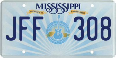 MS license plate JFF308