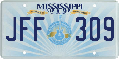 MS license plate JFF309