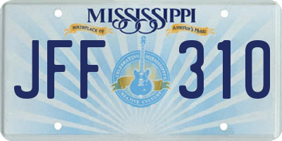 MS license plate JFF310