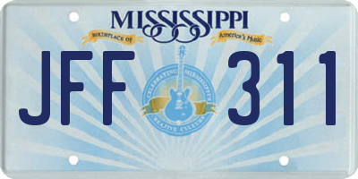 MS license plate JFF311