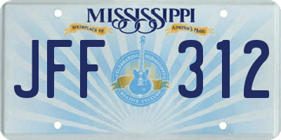 MS license plate JFF312