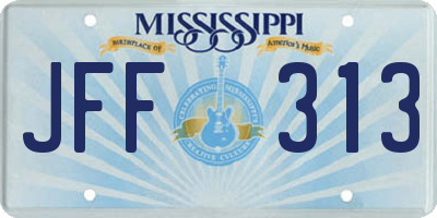 MS license plate JFF313