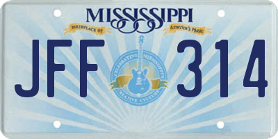 MS license plate JFF314