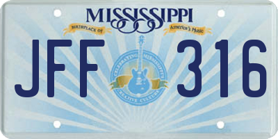 MS license plate JFF316
