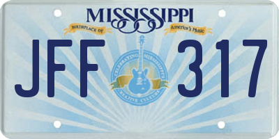 MS license plate JFF317