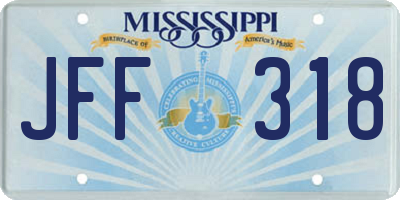 MS license plate JFF318