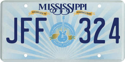 MS license plate JFF324