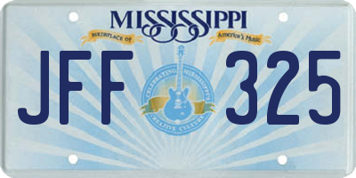 MS license plate JFF325