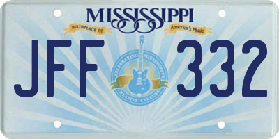 MS license plate JFF332