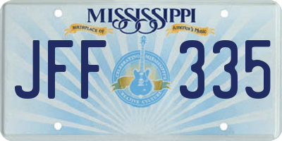 MS license plate JFF335