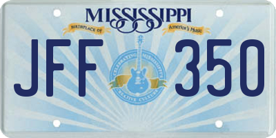 MS license plate JFF350