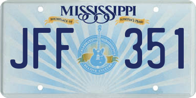 MS license plate JFF351