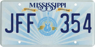 MS license plate JFF354