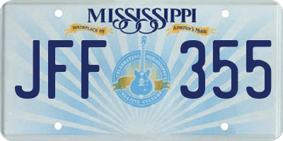 MS license plate JFF355