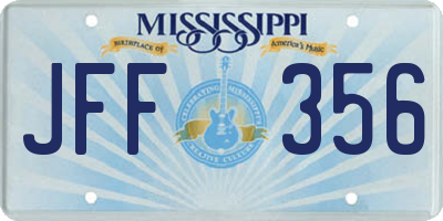 MS license plate JFF356