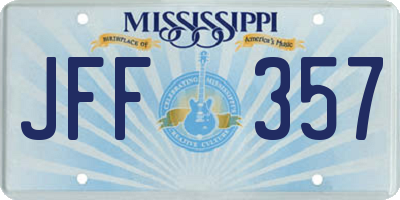 MS license plate JFF357