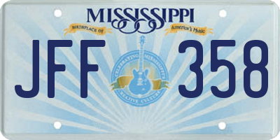 MS license plate JFF358