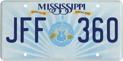 MS license plate JFF360
