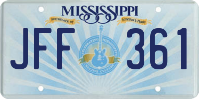 MS license plate JFF361